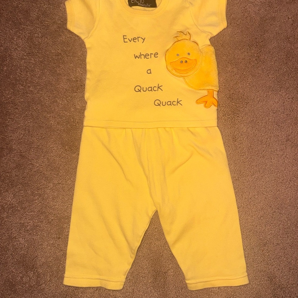 Mud Pie Yellow Baby Top with Duckling Theme - Picture 2 of 9